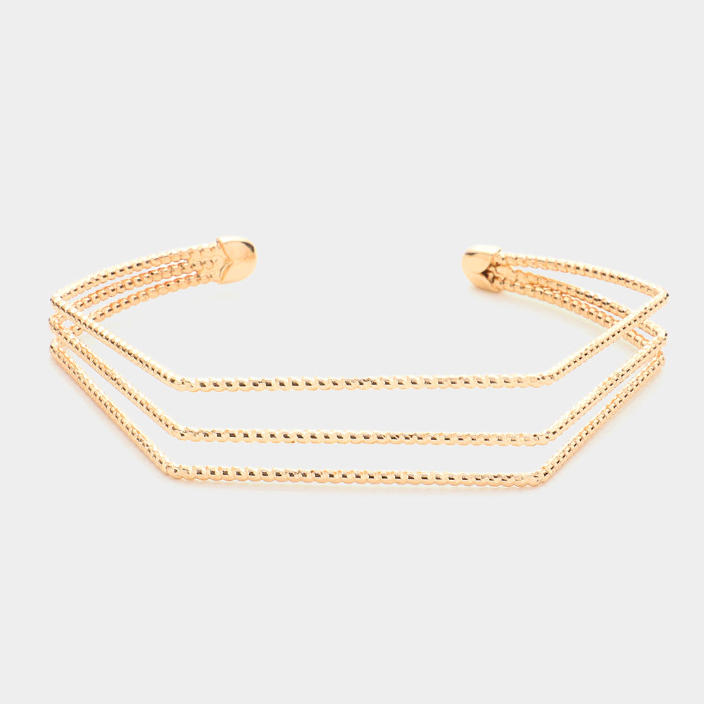 Madeline Love Gold Angled Split Metal Cuff Bracelet - Bracelets
