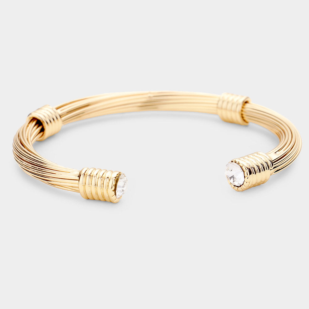 Madeline Love Gold Round Stone Point Metal Cuff Bracelet - Bracelets