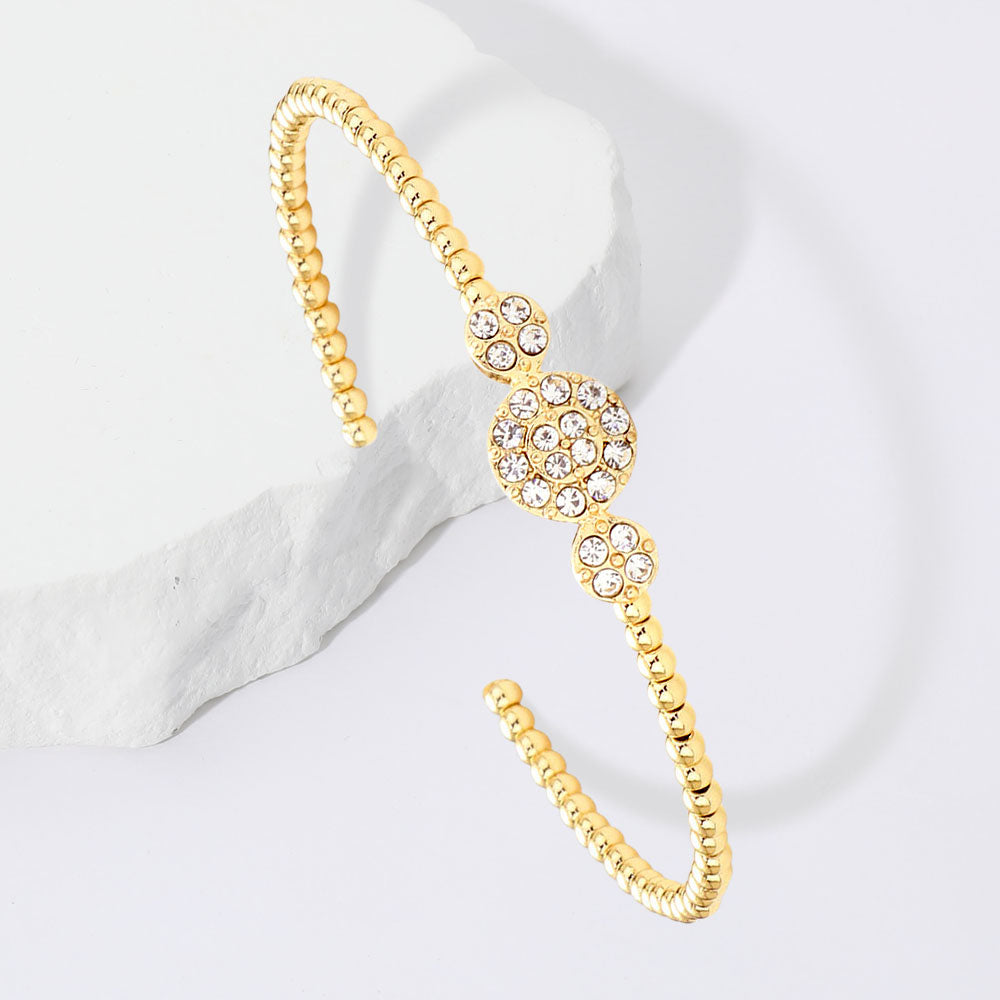 Madeline Love Gold Stone Embellished Round Cuff Bracelet - Bracelets