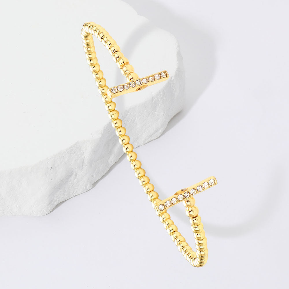 Madeline Love Gold Rhinestone Embellished Bar Tip Cuff Bracelet - Bracelets