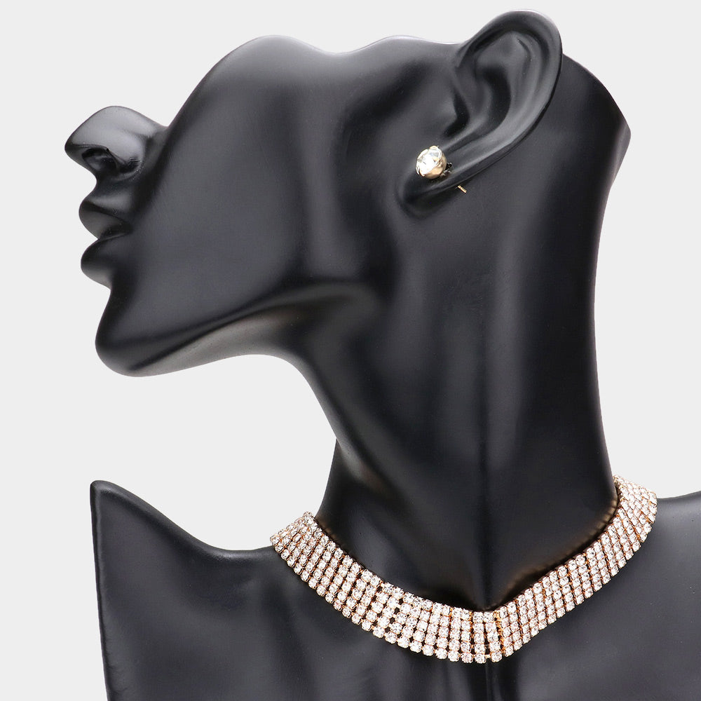 Madeline Love Gold Rhinestone Choker Necklace