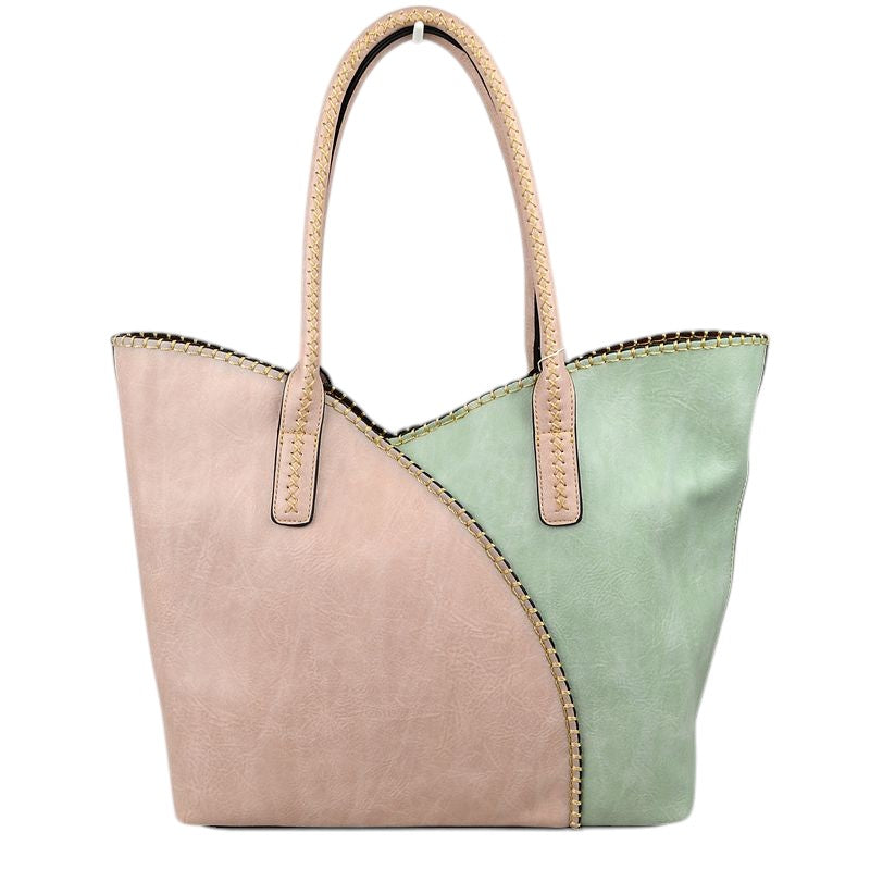 Vegan Tote 2 in 1 Faux Leather Stitched Shoulder Bag Hobo Tote, largely spaced, daily necessities can be put into this bag, designer inspired, includes a smaller pouch & long strap to use separately, take it to school, work or a day trip. Coordinate with any ensemble from business casual to everyday wear. Perfect Gift