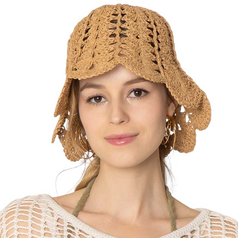 Camel Open Weave Straw Bucket Hat - the perfect accessory for sunny days! Made with an open weave design, this hat keeps you cool while shielding you from the sun. Plus, the solid color adds a touch of sophistication to any outfit. Stay stylish and protected with our bucket hat!