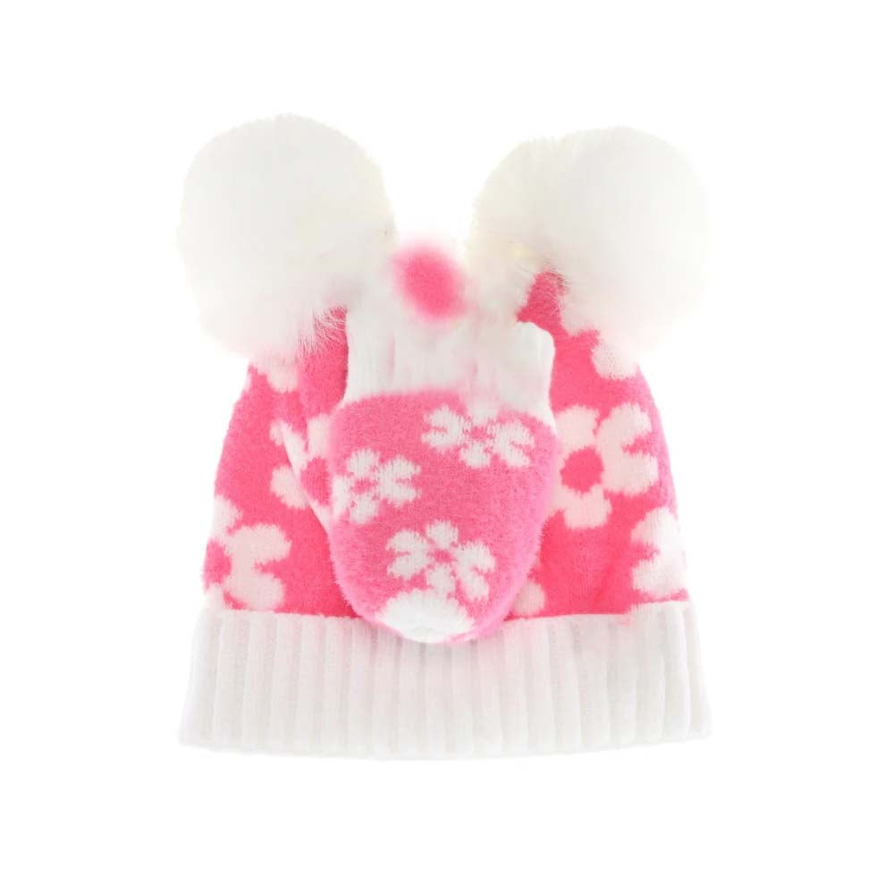 Candy-Pink BABY Daisy C.C Pom Pom Beanie and Glove Set offers optimal warmth and comfort for infants during cold weather. Designed with soft, breathable fabric, it protects sensitive skin while ensuring a snug fit. The pom pom detail adds a stylish element, making this set both functional and fashionable for everyday wear or outdoor activities.