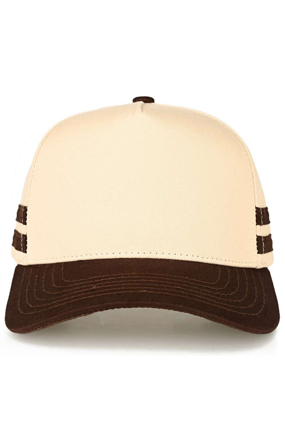 Brown CC Beanie Pinstripe Plain Two-Tone Trucker Hat Baseball Cap features a clean pinstripe pattern combined with a stylish two-tone design for a modern, sporty look. Designed in a classic trucker silhouette, it offers breathable comfort and an adjustable fit for everyday wear.