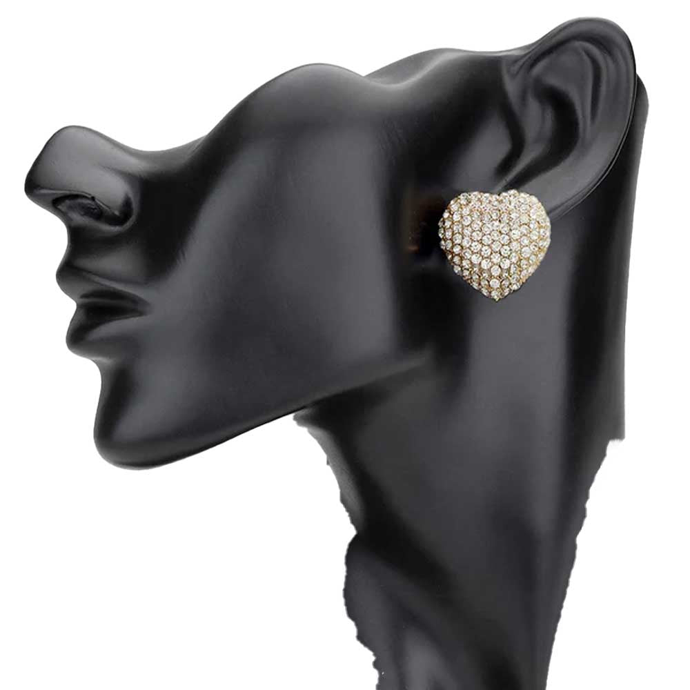 Clear Crystal Embellished Heart Stud Earrings, Accent your attire with these beautiful heart stud earrings. Wear these gorgeous crystal embellished earrings to make you stand out from the crowd & show your trendy choice. Boasting a romantic palette and silhouette. These pretty earrings make you look awesome everywhere.