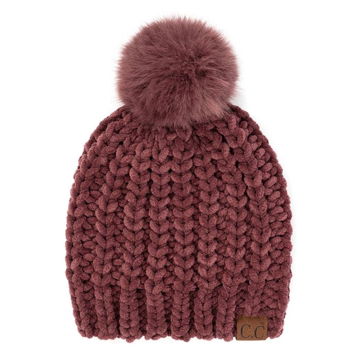 Coco Berry Chenille Chunky Knit Faux Fur Pom C.C Beanie Before running out the door into the cool air, you’ll want to reach for these toasty beanie to keep your hands incredibly warm. Accessorize the fun way with these beanie, it's the autumnal touch you need to finish your outfit in style. Awesome winter gift accessory! Perfect Gift Birthday, Christmas, Holiday, Anniversary, Valentine’s Day, Loved One.