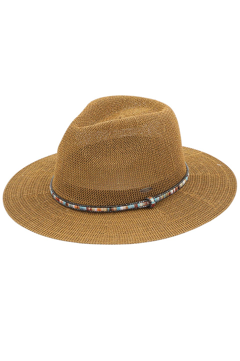 Dark natural C.C MULTI-THREAD RHINESTONE TRIM BAND PANAMA HAT is a must-have accessory for any fashion-forward individual. Crafted with multi-threaded material and adorned with stunning rhinestone trim, this hat adds a touch of elegance to any outfit. With its versatile design, it's perfect for any occasion and provides excellent sun protection.