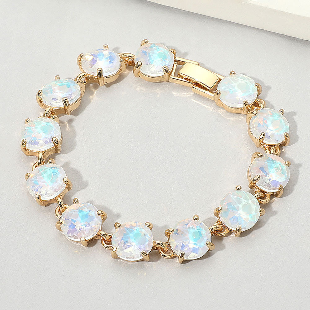 Madeline Love Opal, White Round Stone Link Evening Bracelet