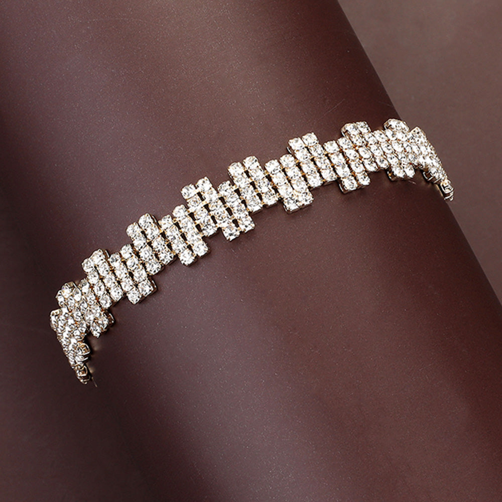 Madeline Love Clear, Gold Rhinestone Paved Evening Bracelet