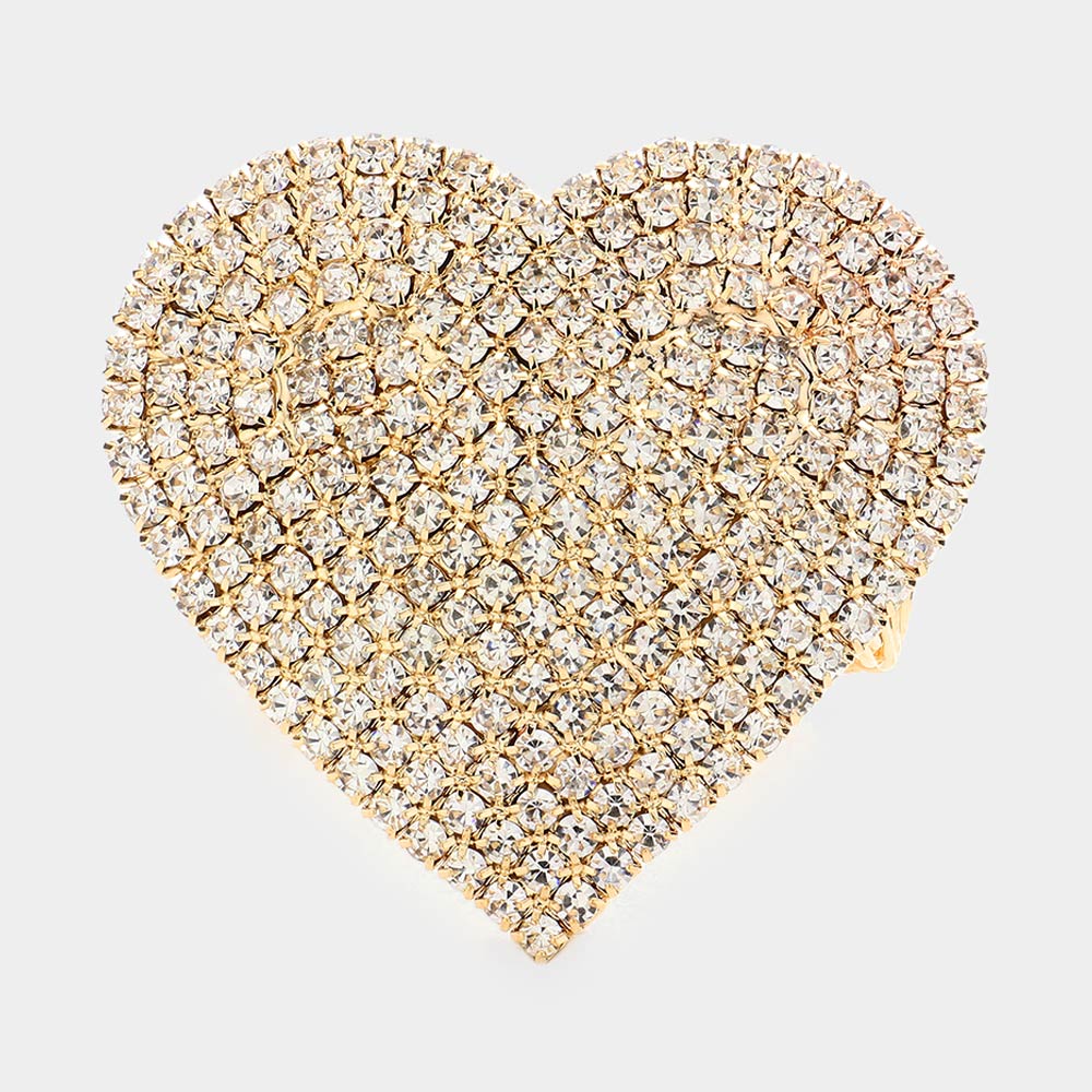 Rhinestone Pave Heart Adjustable Evening Bracelet