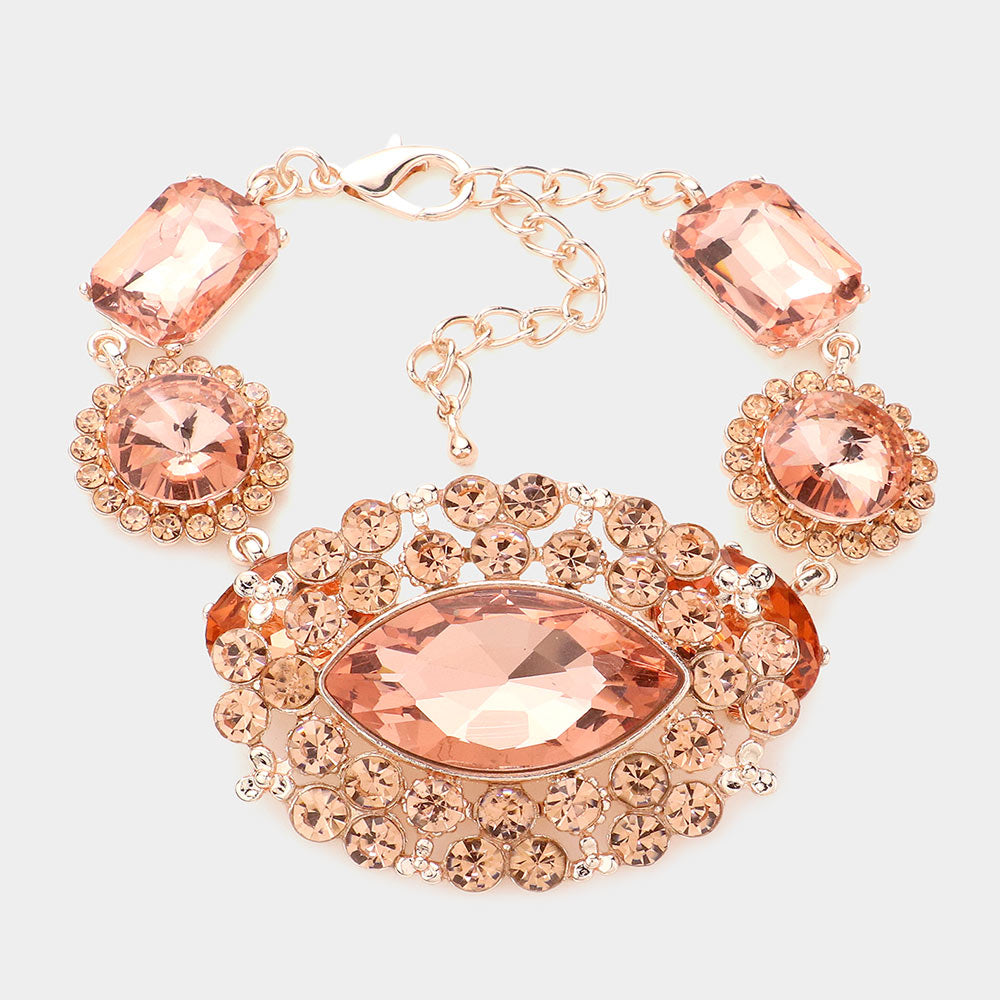 Madeline Love Peach Multi Stone Cluster Evening Bracelet