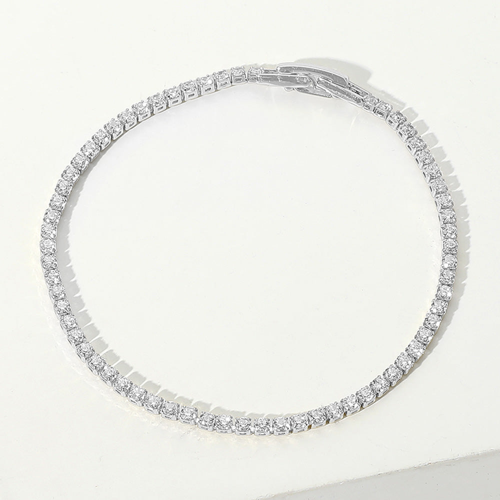 Madeline Love Clear, Silver Round CZ Stone Tennis Chain Evening Bracelet