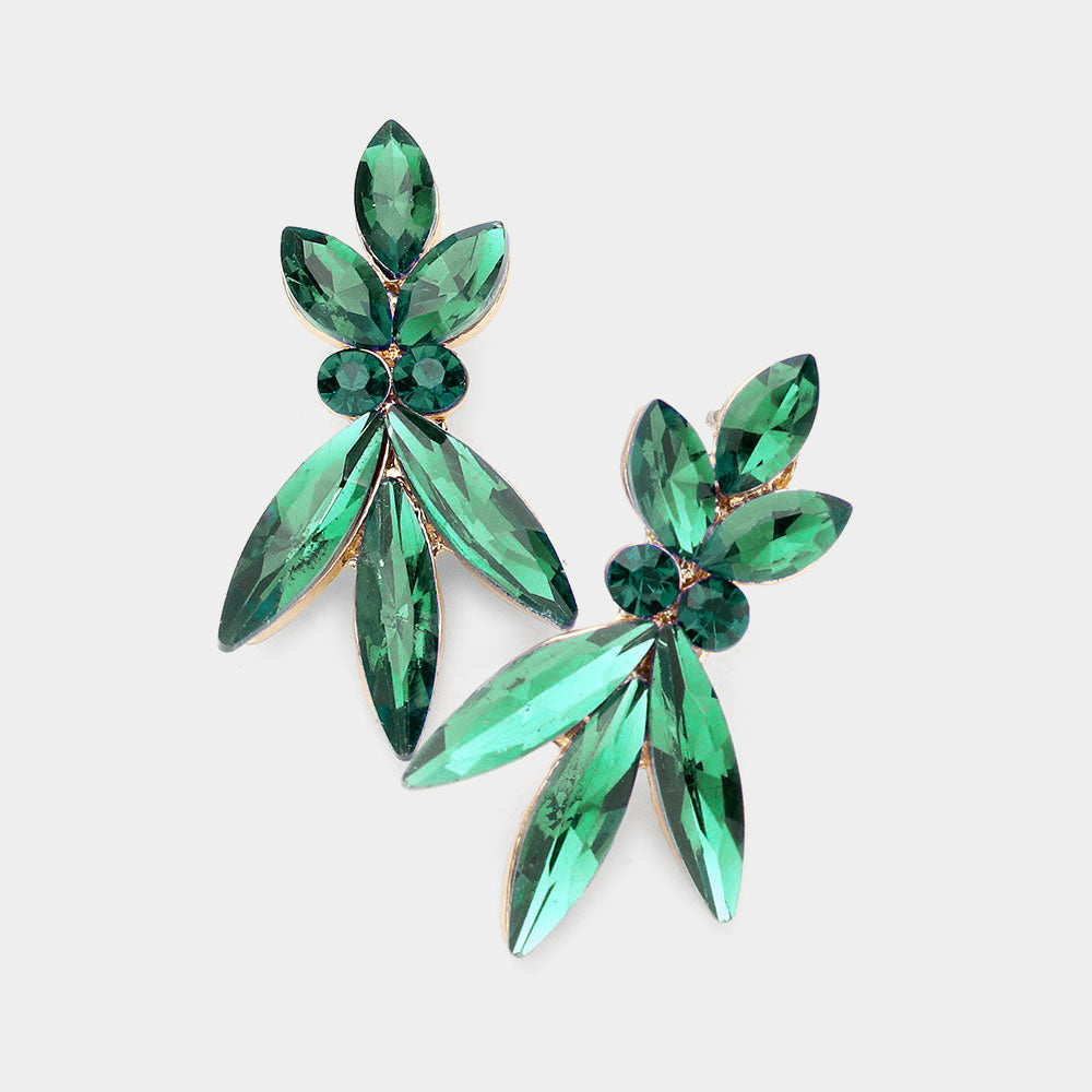 Madeline Love Emerald Marquise Stone Accented Evening Earrings