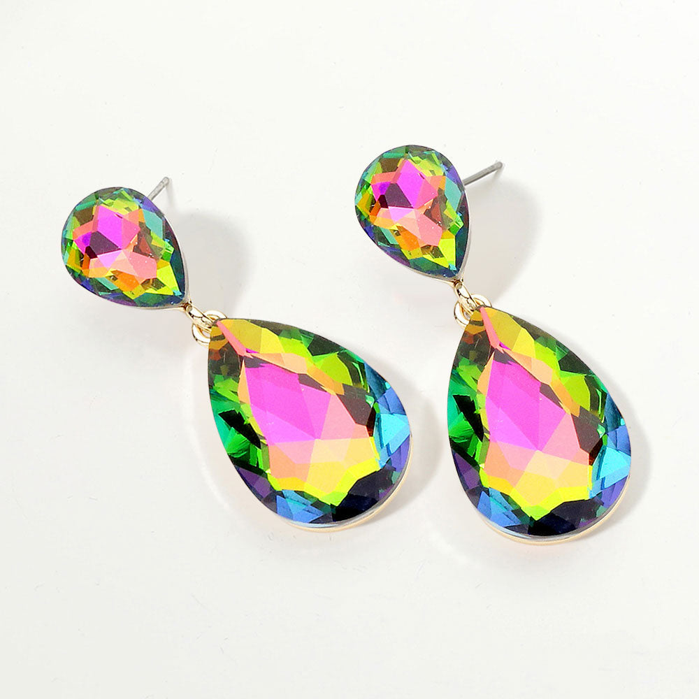 Madeline Love Vitrail Medium Glass crystal teardrop evening earrings