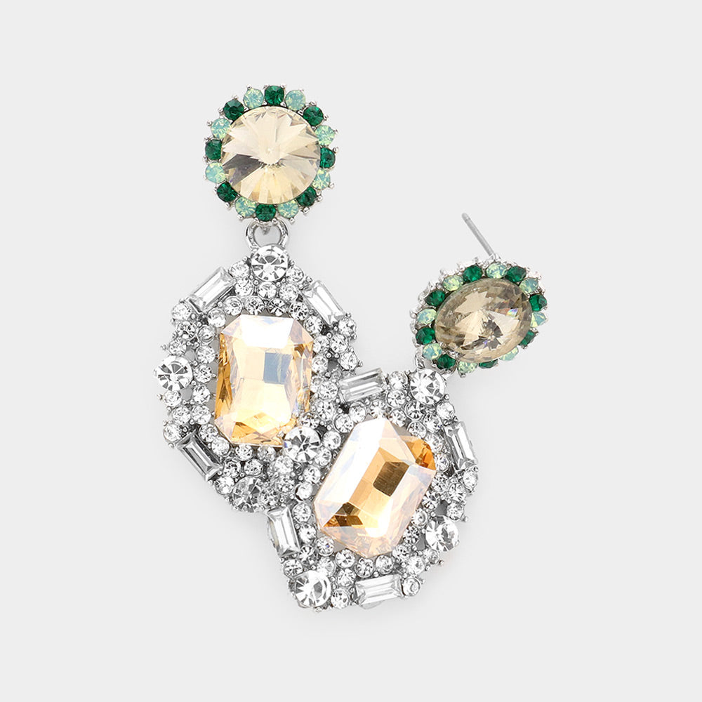 Madeline Love Multi Emerald Cut Crystal Evening Earrings