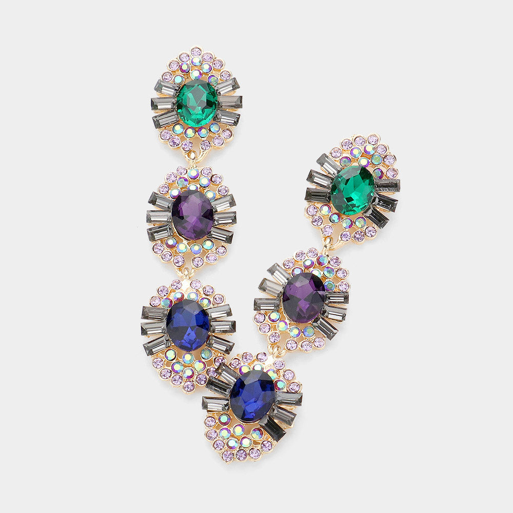 Madeline Love Multi Glass Crystal Stone Accented Link Dangle Evening Earrings