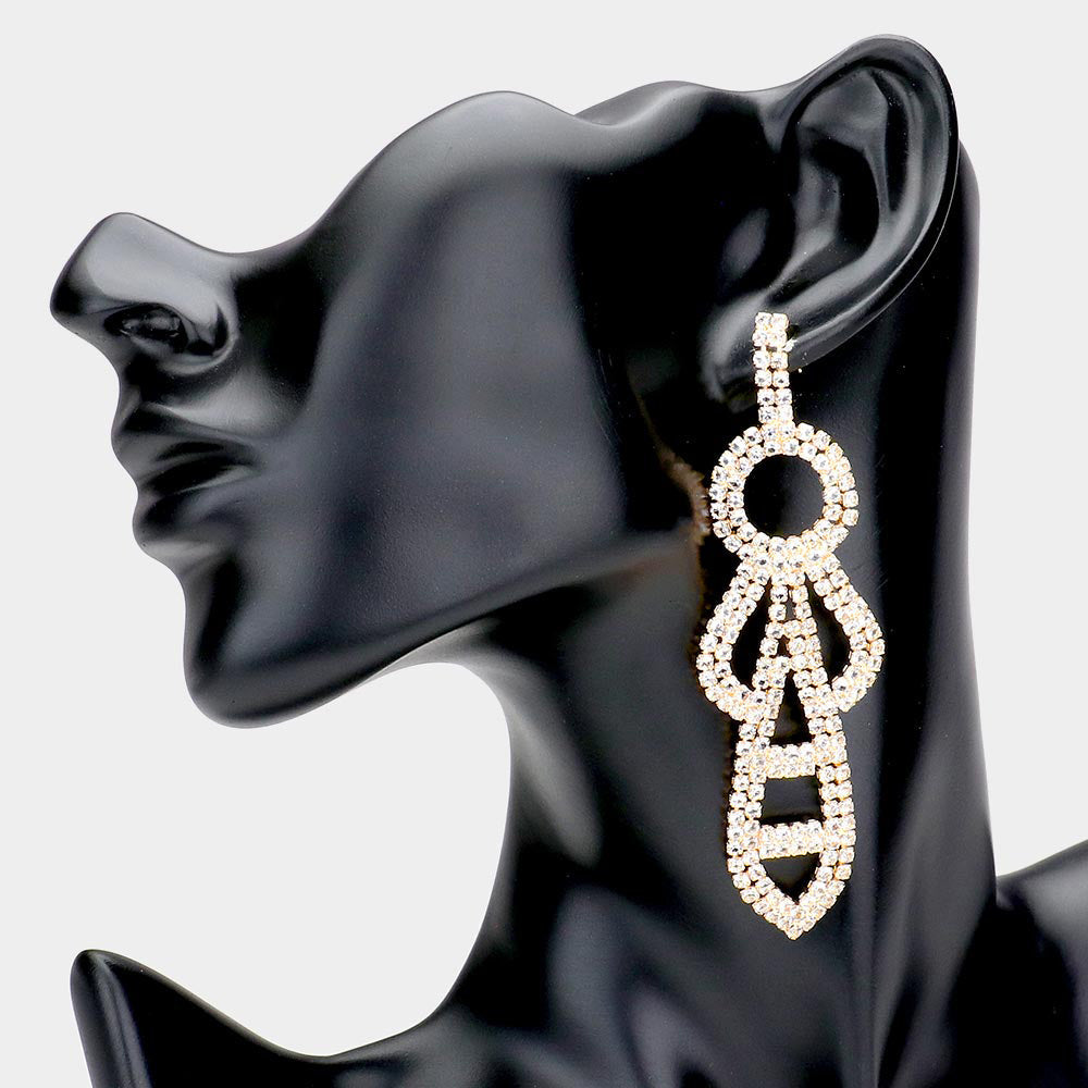 Madeline Love Gold Abstract Rhinestone Evening Earrings