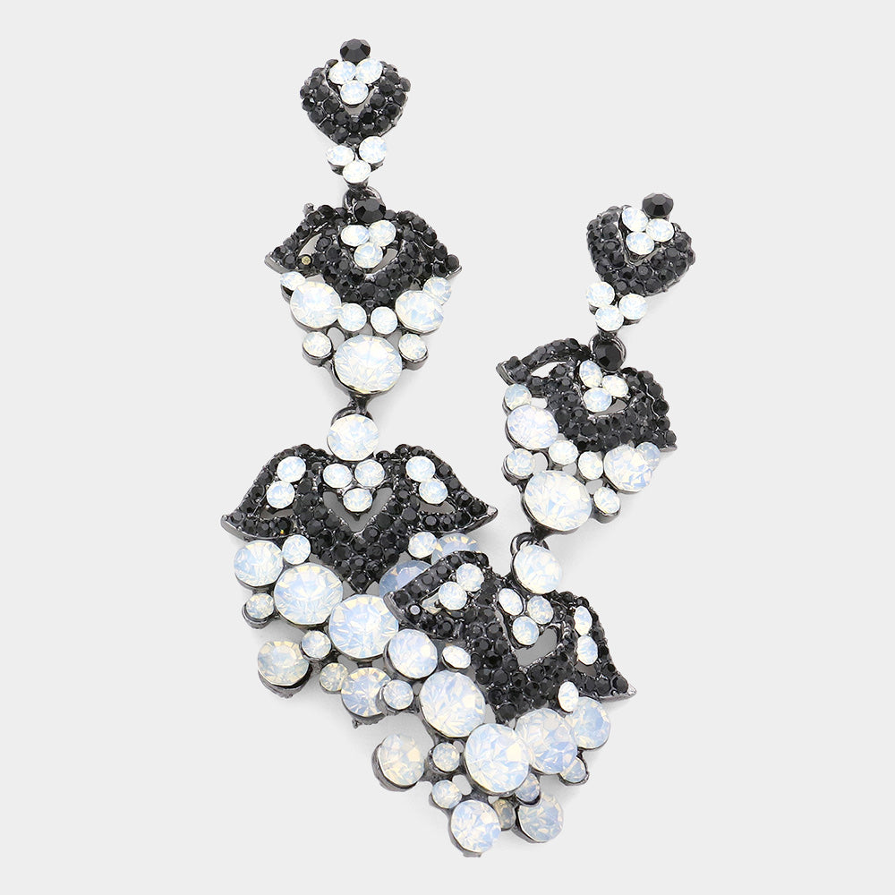 Madeline Love Jet Black, Opal Bubble Crystal Rhinestone Evening Earrings
