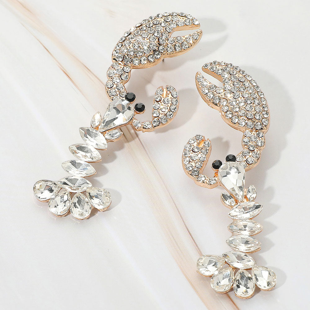Madeline Love Gold Multi Stone Lobster Dangle Statement Earrings