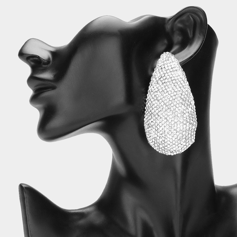 Madeline Love Clear Oversized Bling Teardrop Evening Earrings