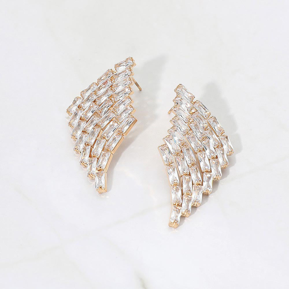 Madeline Love Gold Rectangle Stone Cluster Evening Earrings