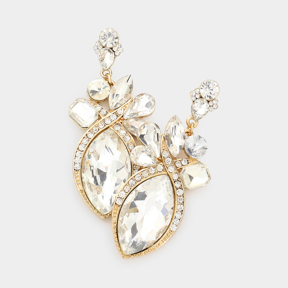 Madeline Love Gold Crystal Fancy Drop Evening Earrings