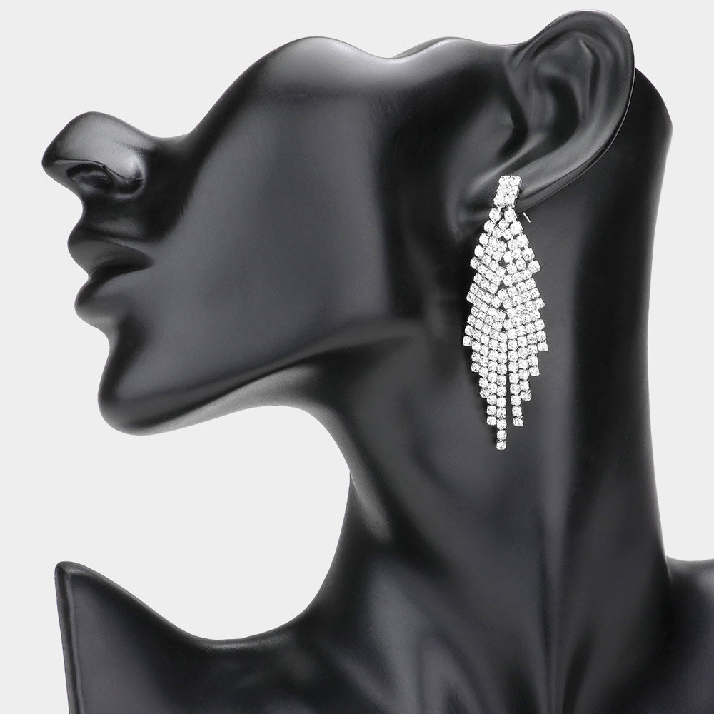 Madeline Love Silver Rhinestone Pave Evening Earrings