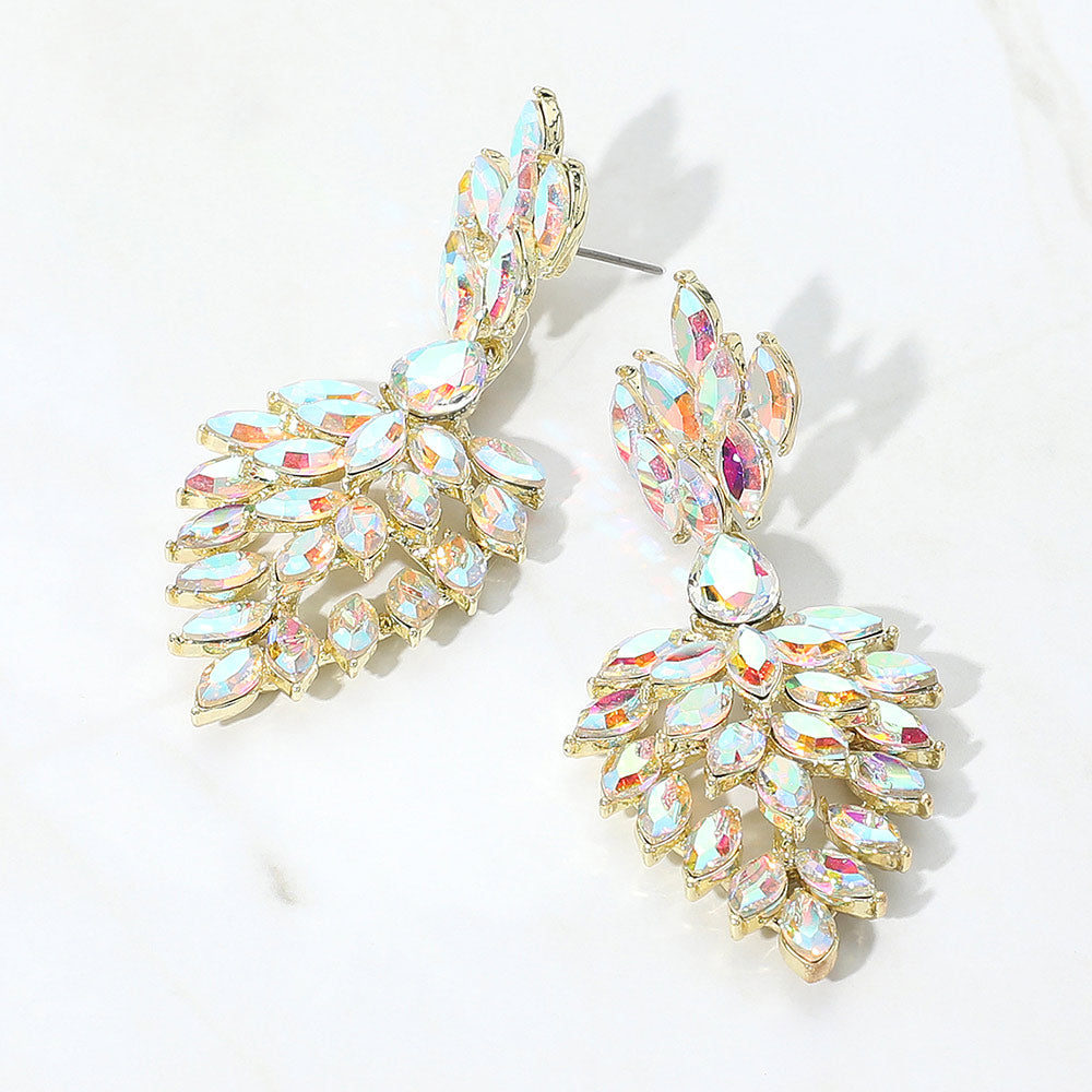 Madeline Love AB, Gold Marques Stone Accented Dangle Evening Earrings