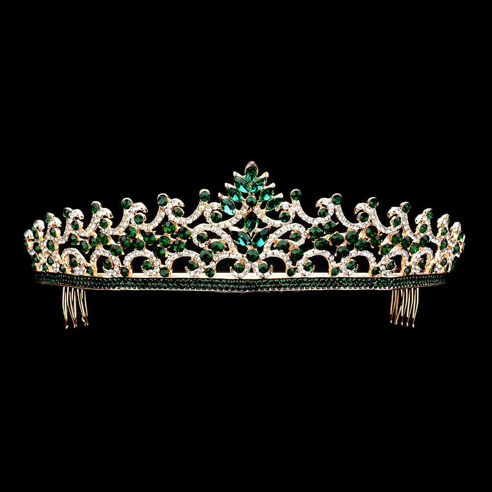 Emarald Marquise Round Stone Embellished Princess Tiara, this awesome princess tiara will make you the ultimate royal beauty and make you absolutely stand out to receive the best compliments on special occasions. It perfectly adds luxe to your outfit and makes you more gorgeous. It's easy to put on & off and durable. The stunning hair accessory is really beautiful, Pretty, and lightweight.