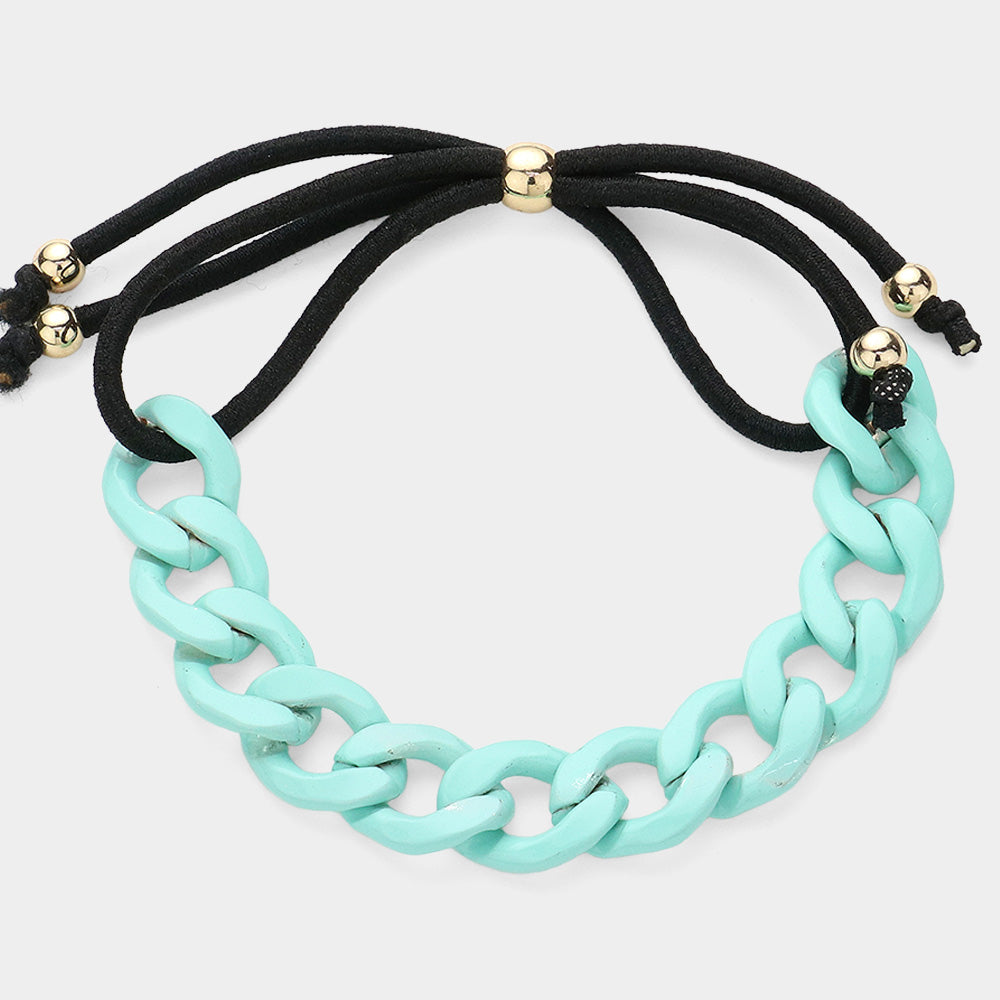 Madeline Love Gold, Mint Colored Curb Chain Adjustable Bracelet - Bracelets