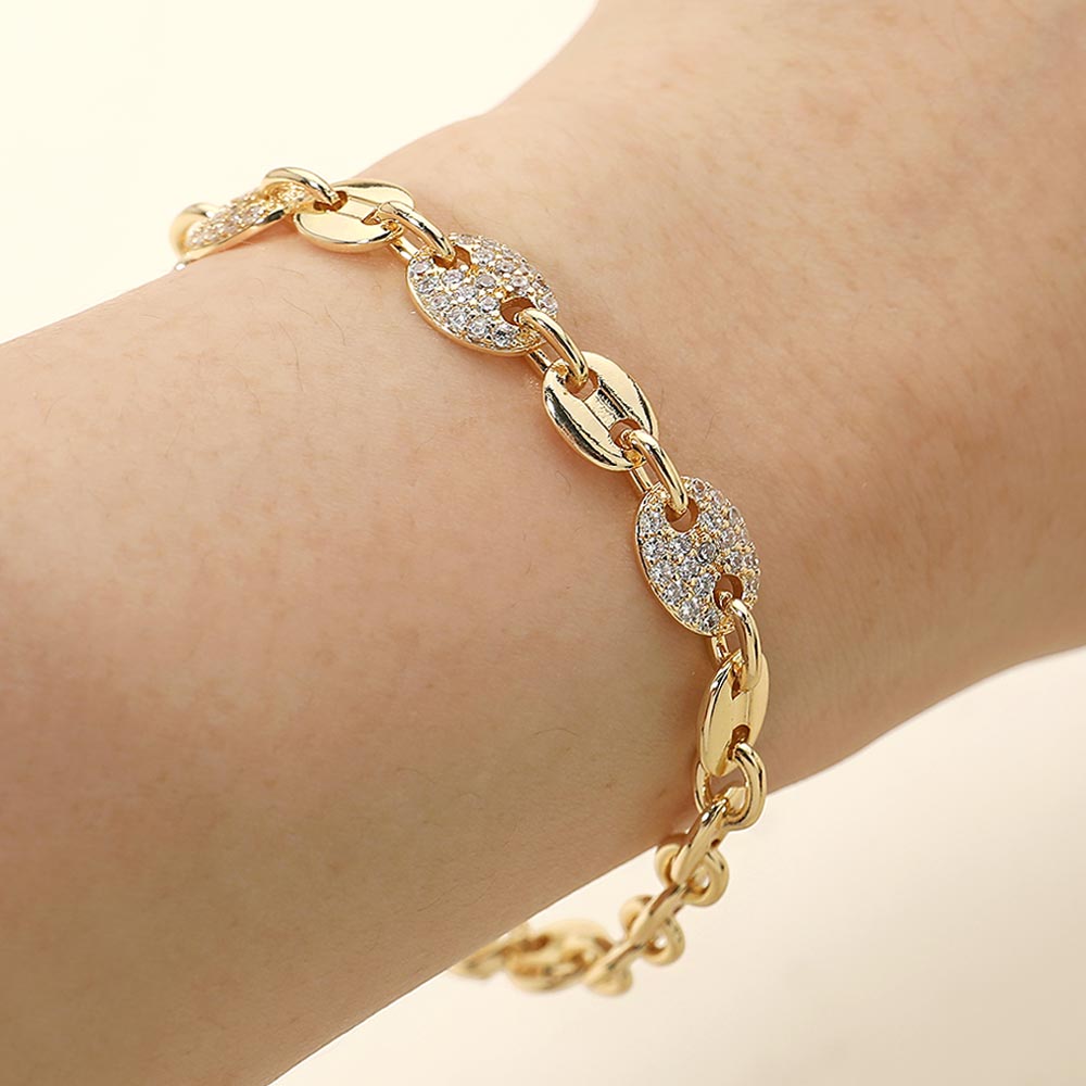 Madeline Love Gold CZ Pave Mariner Link Chain Bracelet
