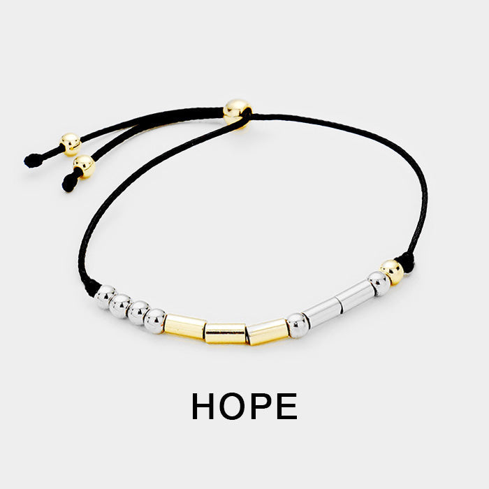 Madeline Love Black HOPE Morse Code Cinch Bracelet - Bracelets