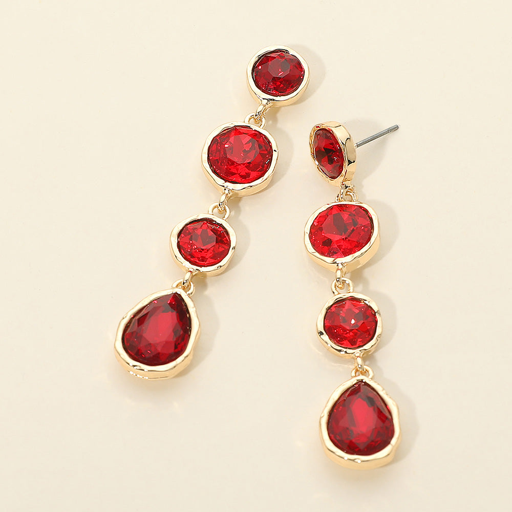 Madeline Love Multi, Red Round Teardrop Stone Link Drop Earrings