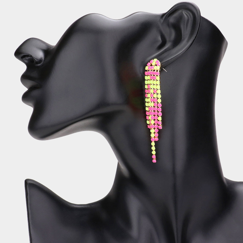 Madeline Love Pink Two Tone Bead Fringe Dangle Earrings