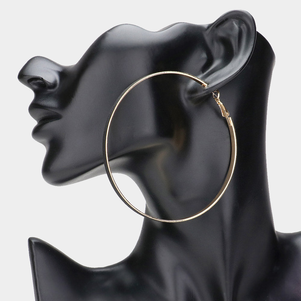 Madeline Love Black, Gold Oversized Glittered Hoop Earrings