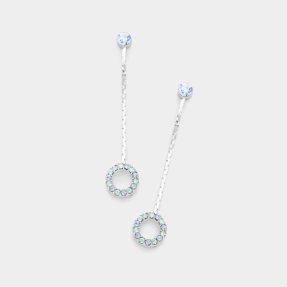 Madeline Love Aqua Crystal Circle Dangle Drop Earrings