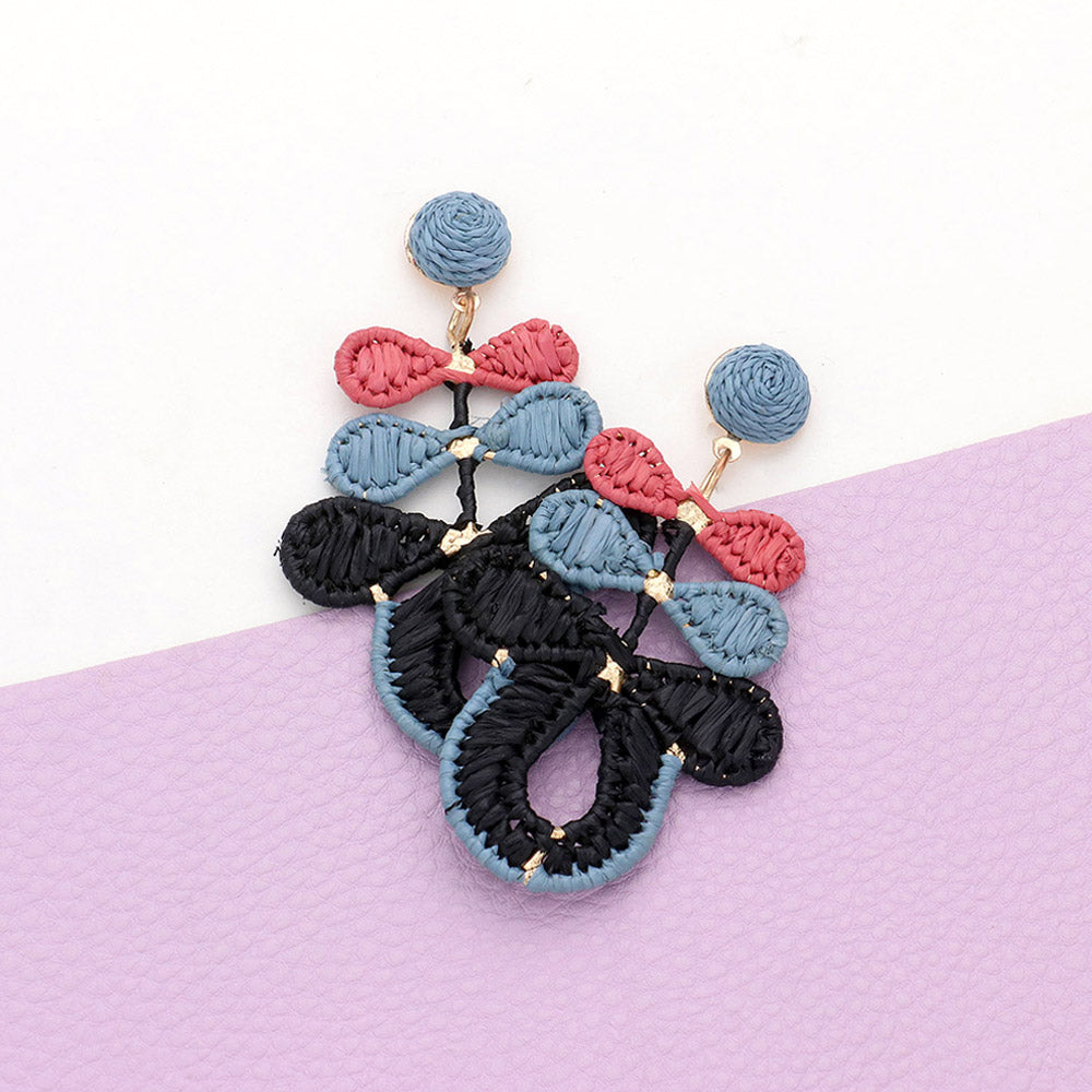 Madeline Love Black Raffia Wrapped Abstract Dangle Earrings