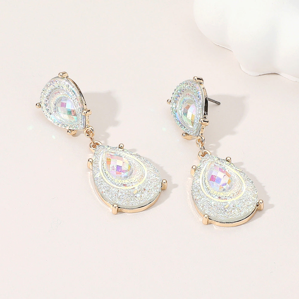 Madeline Love Clear Teardrop Stone Druzy Dangle Earrings