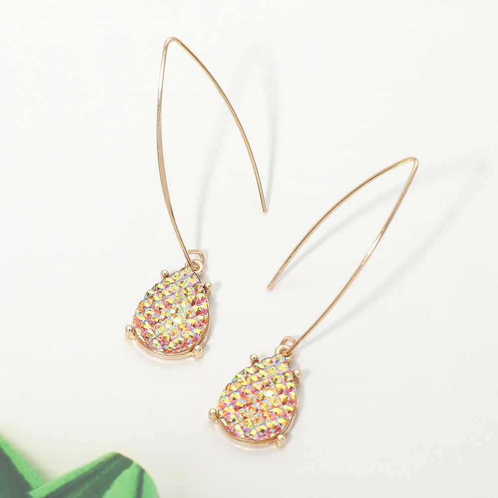 Madeline Love Yellow Faceted Teardrop Stone Cluster Long Drop Earrings
