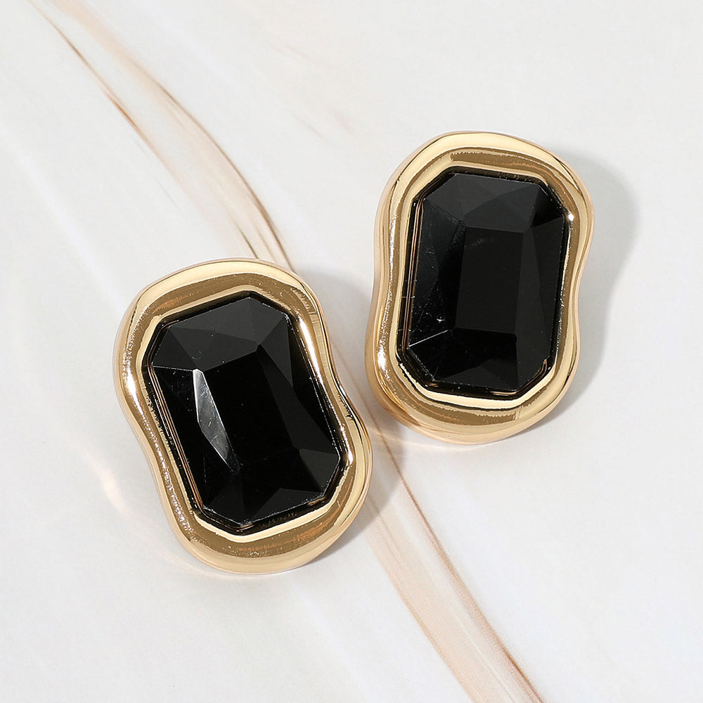 Madeline Love Black Bold Faceted Geometric Statement Earrings