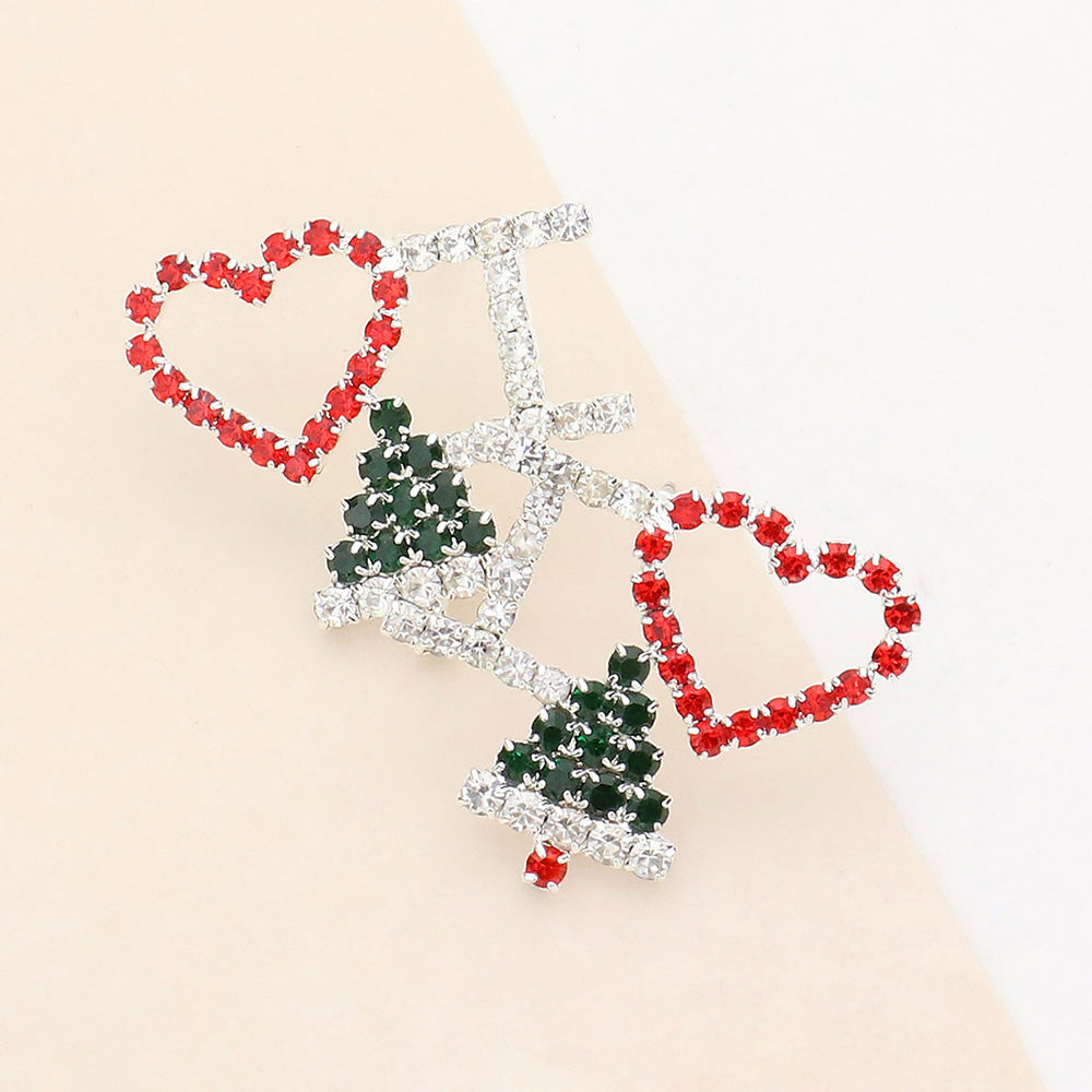 Madeline Love Silver I LOVE CHRISTMAS Rhinestone Pave Earrings