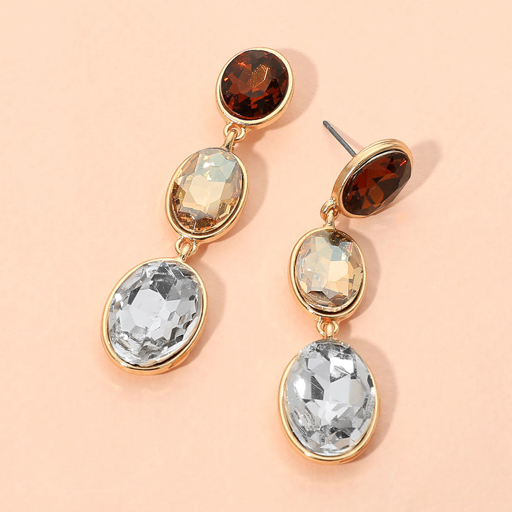 Madeline Love Ivory Triple Oval Stone Link Drop Earrings