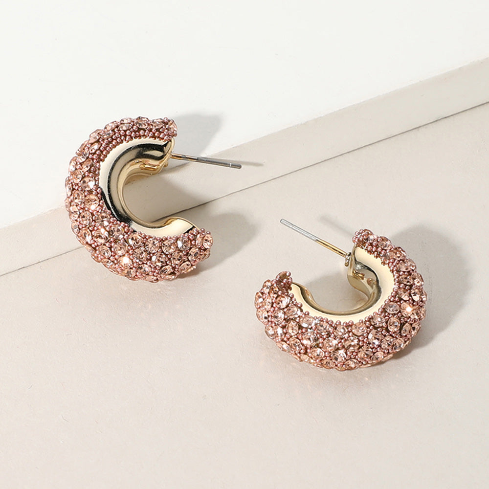 Madeline Love Gold, Topaz Bling Studded Hoop Earrings