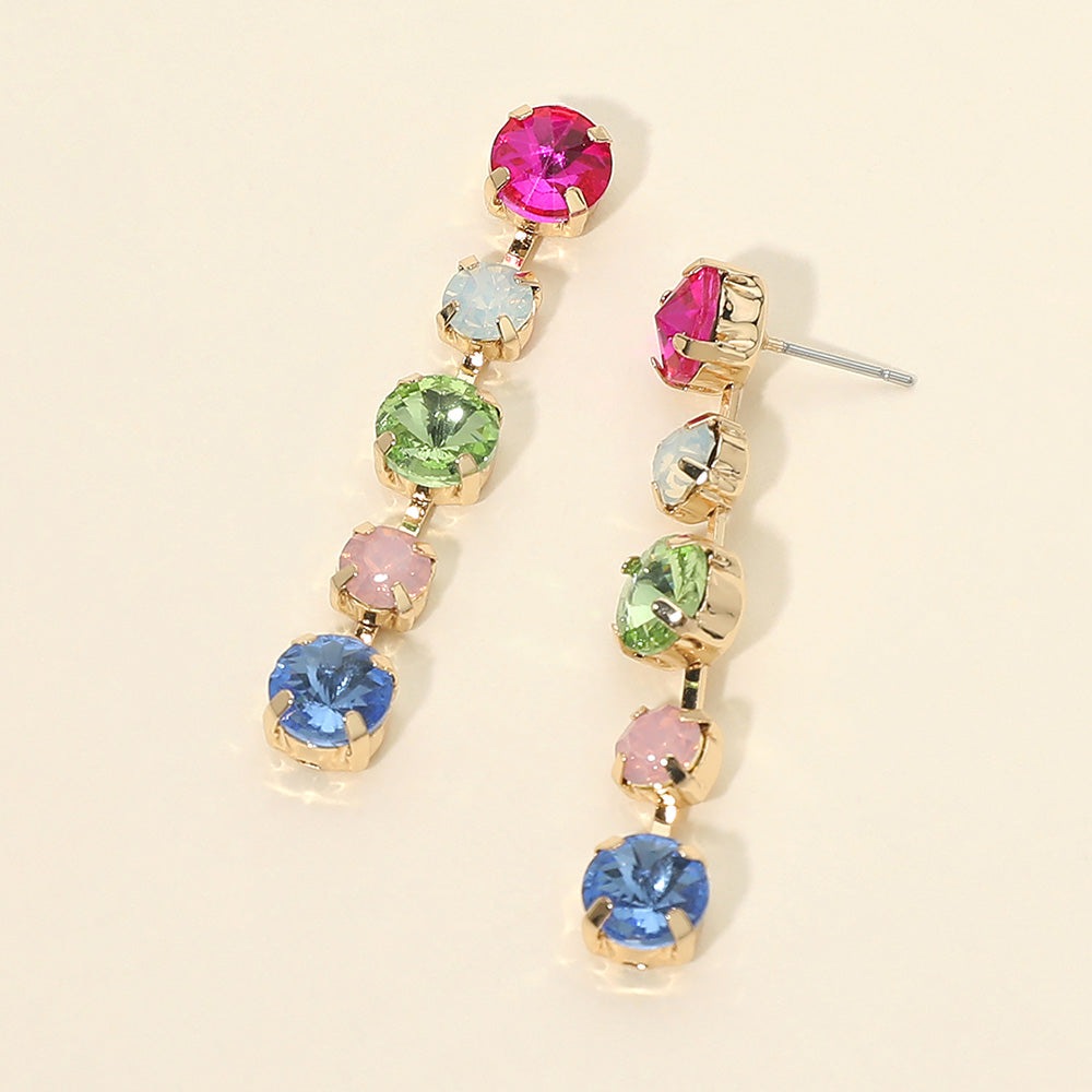 Madeline Love Gold, Multi, Opal Gold Dipped Round Stone Cluster Link Drop Earrings