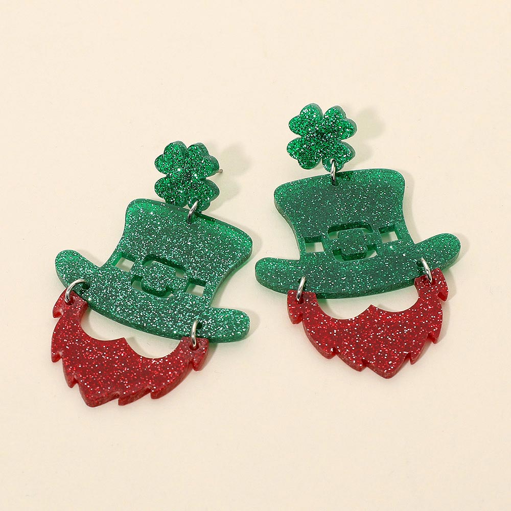 Madeline Love Green Glitter Resin Leprechaun Drop Earrings