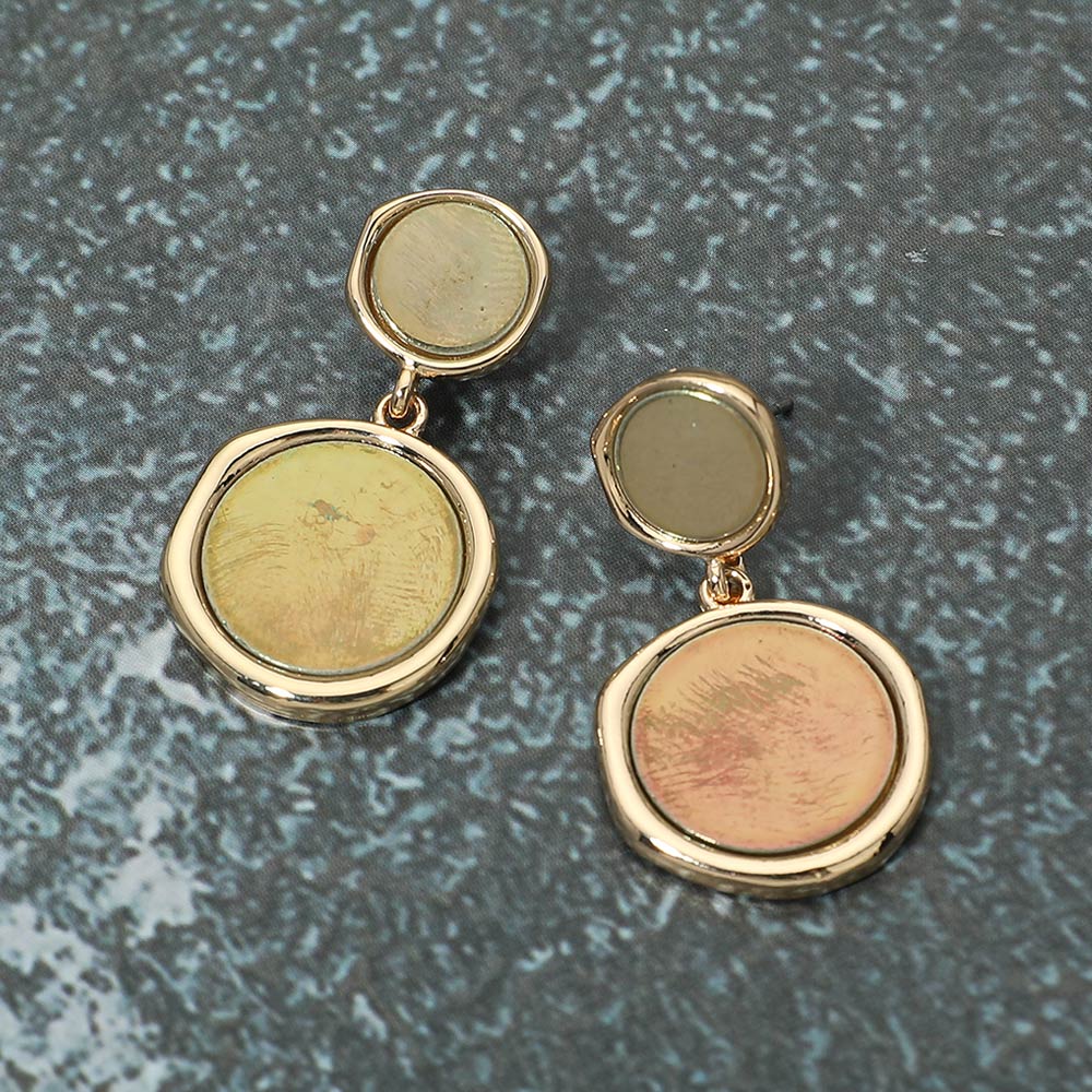 Madeline Love Gold Double Disc Charm Drop Earrings