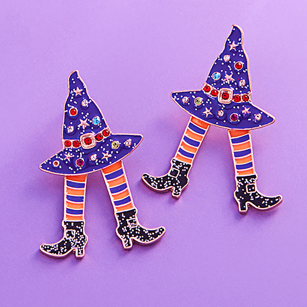 Purple Enamel With Legs Earrings