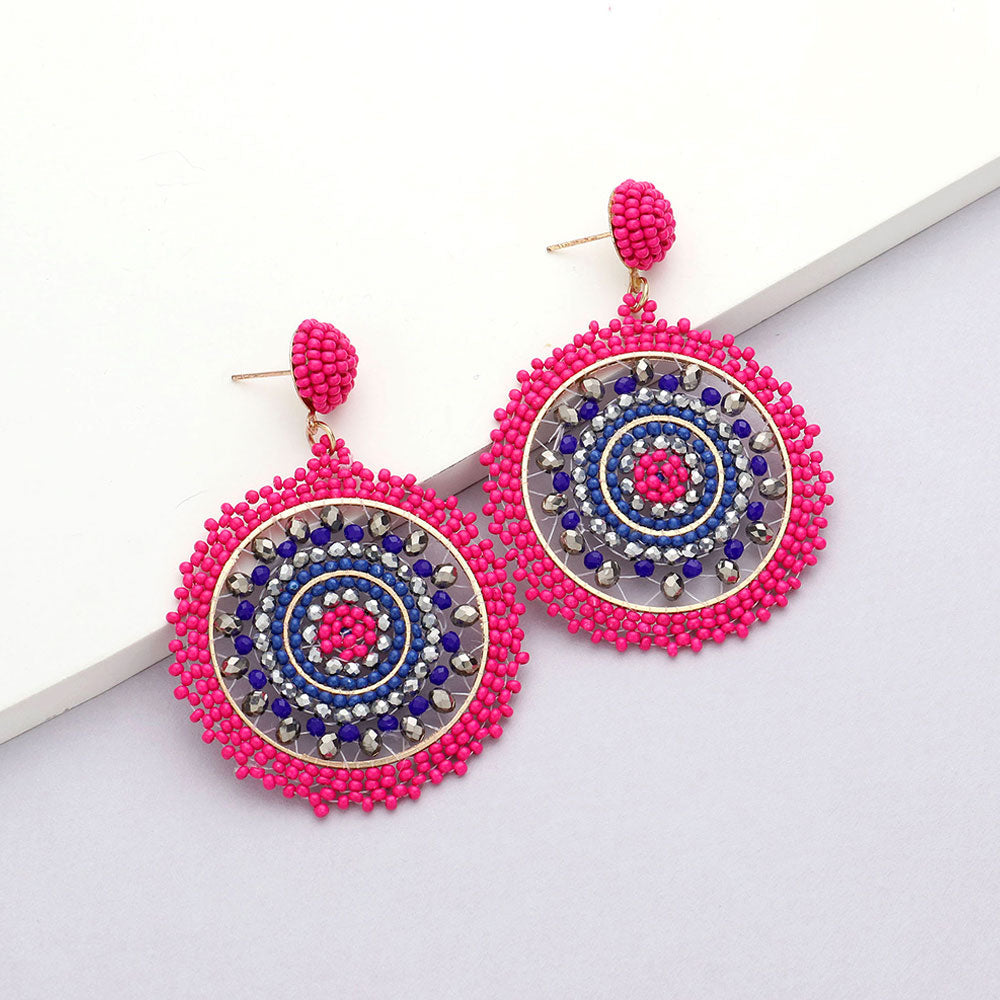 Madeline Love Pink Beaded Round Dangle Earrings