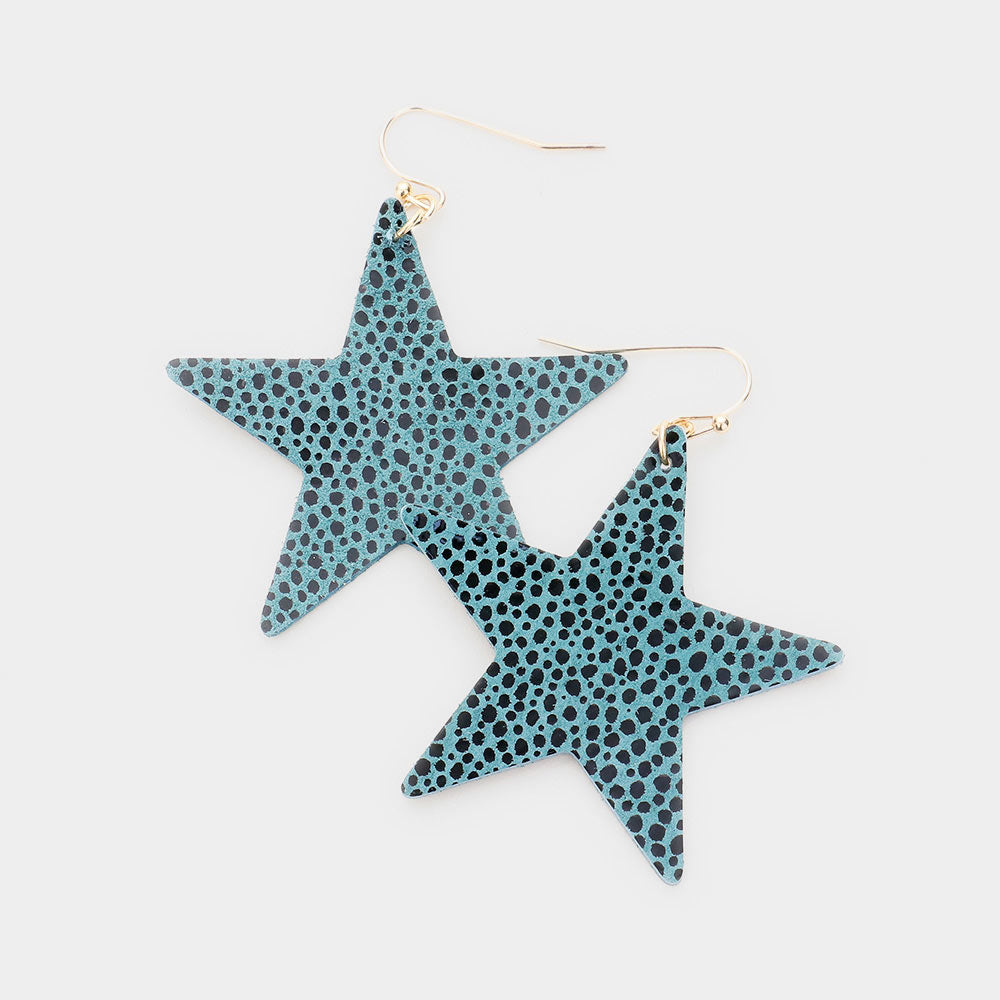 Madeline Love Green Genuine Sting Ray Leather Star Earrings